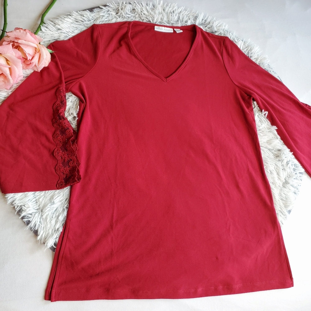 Susan Graver red/dark blouse size xs
